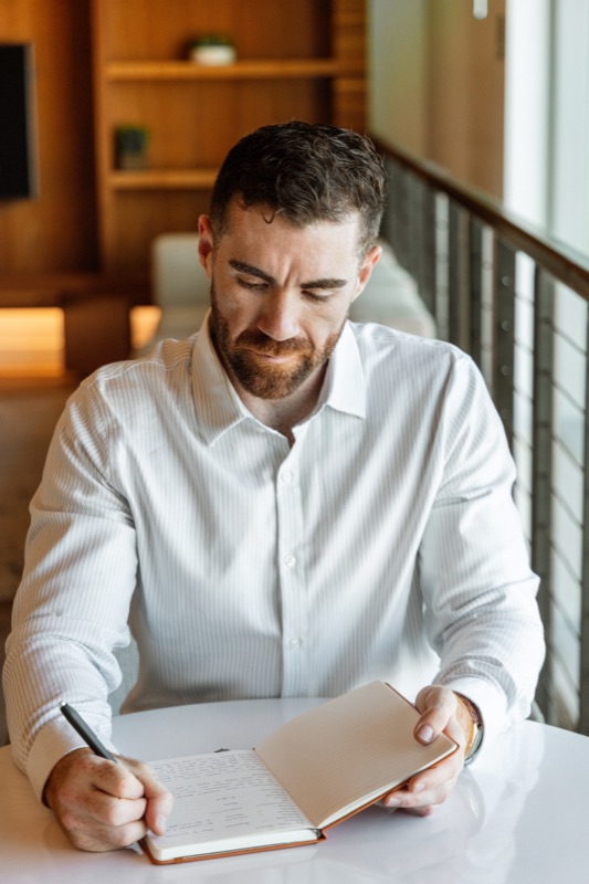 Jordan Felix writing in his accountability journal
